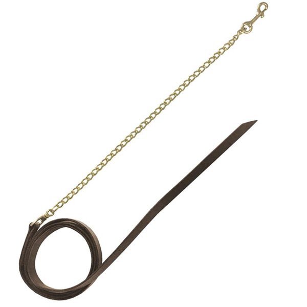 Jacks Leather Lead Shank with 30 in Solid Brass Chain 354230